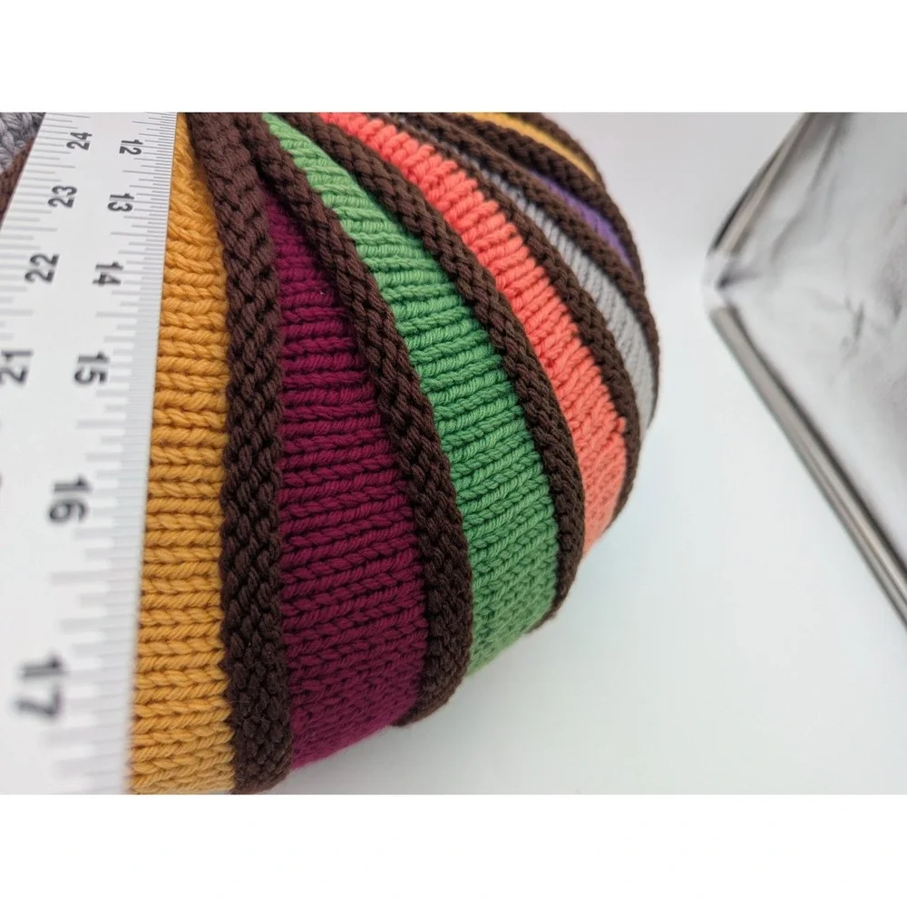 VTG Handmade Crochet Round Floor‎ Pillow Multicolor Boho Cushion 15 Inch Granny
